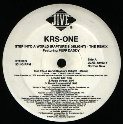KRS-One : Step Into A World (Rapture's Delight) - The Remix (12", Promo)