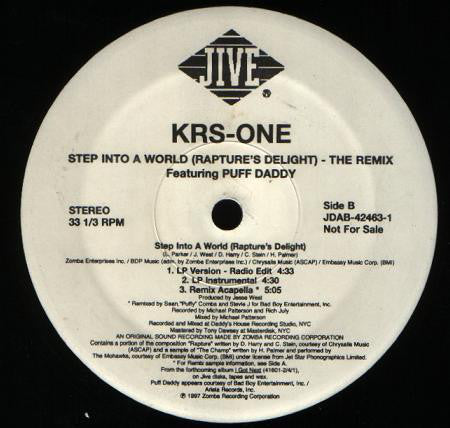 KRS-One : Step Into A World (Rapture's Delight) - The Remix (12", Promo)