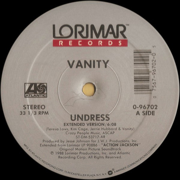 Vanity / M.C. Jam* And Pee Wee Jam : Undress (Extended Version) / Protect And Serve (12", Single)