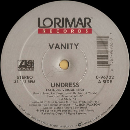 Vanity / M.C. Jam* And Pee Wee Jam : Undress (Extended Version) / Protect And Serve (12", Single)