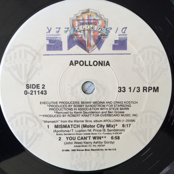 Apollonia : Mismatch (12", Maxi)