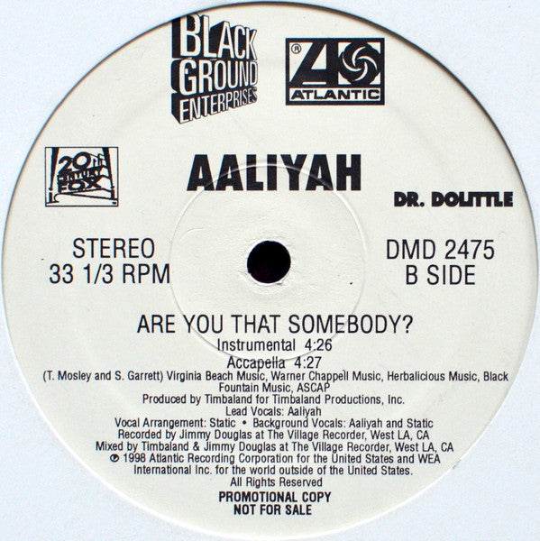 Aaliyah : Are You That Somebody? (12", Promo)