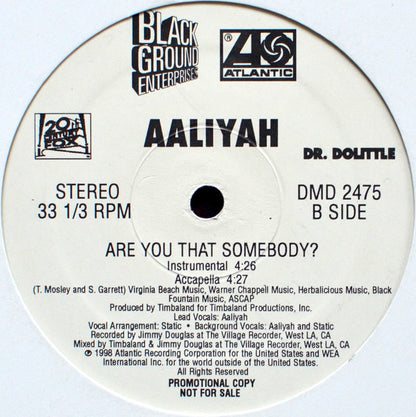 Aaliyah : Are You That Somebody? (12", Promo)