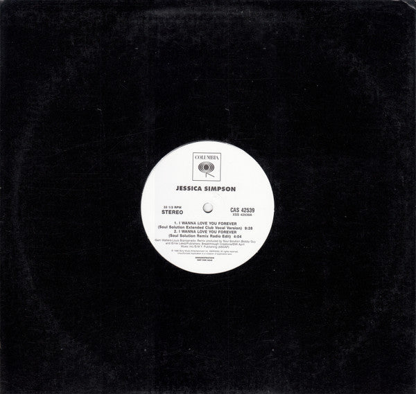 Jessica Simpson : I Wanna Love You Forever (12", Promo)