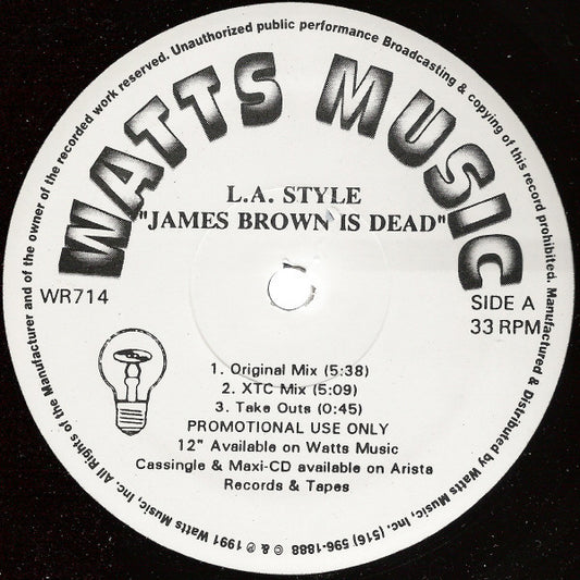 L.A. Style : James Brown Is Dead (12", Promo)