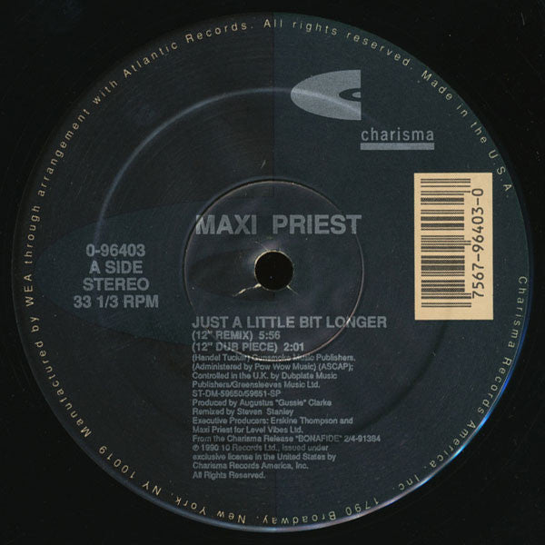 Maxi Priest : Just A Little Bit Longer (12", Single)