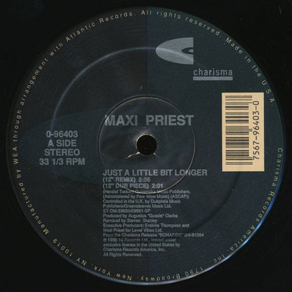 Maxi Priest : Just A Little Bit Longer (12", Single)