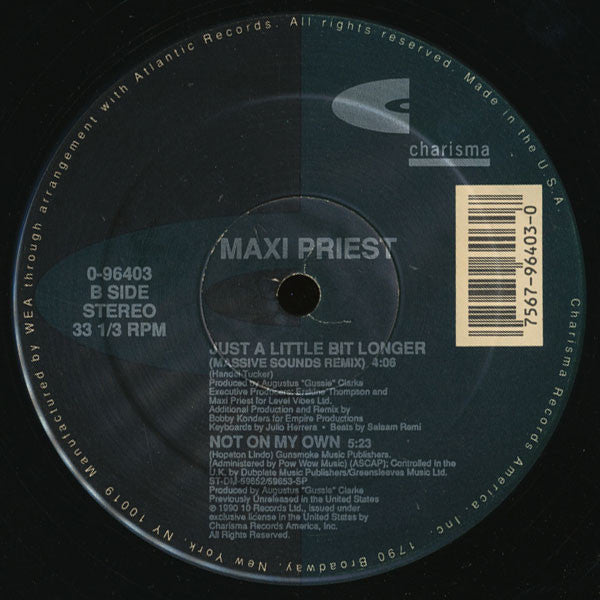 Maxi Priest : Just A Little Bit Longer (12", Single)