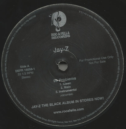 Jay-Z : 99 Problems (12", Single, Promo)