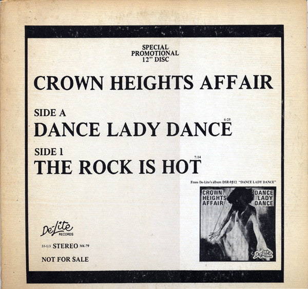 Crown Heights Affair : Dance Lady Dance / The Rock Is Hot (12", Promo)