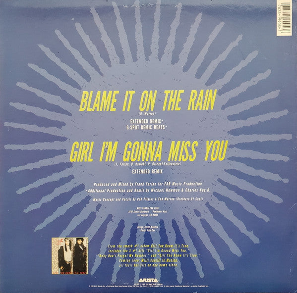Milli Vanilli : Blame It On The Rain (12")