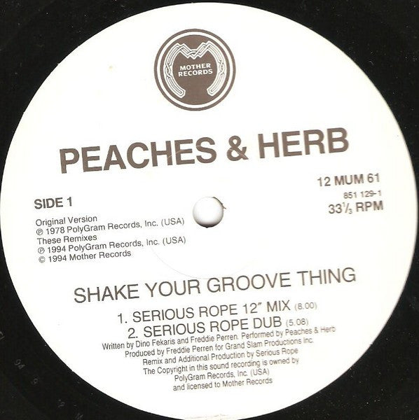 Peaches & Herb : Shake Your Groove Thing (12", Maxi)