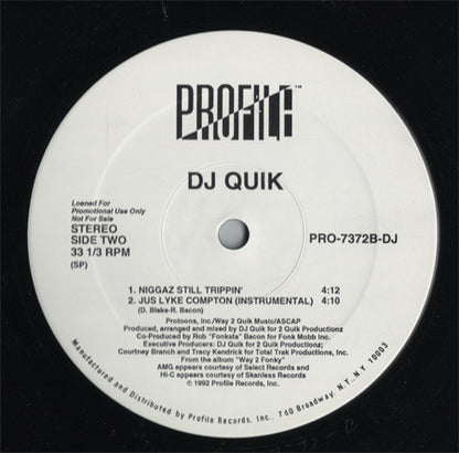 DJ Quik : Jus Lyke Compton (12", Promo)