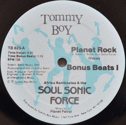 Afrika Bambaataa & The Soul Sonic Force* Music By Planet Patrol : Planet Rock (12", Single, RE, RP, Blu)
