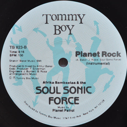 Afrika Bambaataa & The Soul Sonic Force* Music By Planet Patrol : Planet Rock (12", Single, RE, RP, Blu)