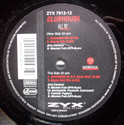 Club House : All By Myself (12")