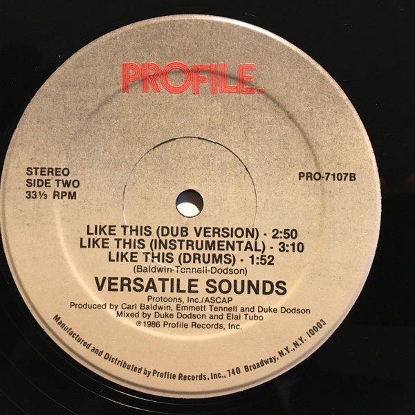 Versatile Sounds : Like This (12")