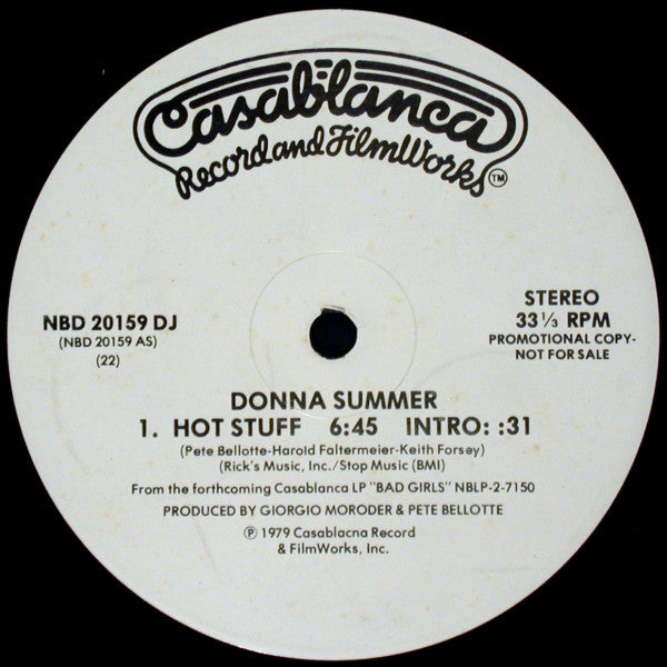 Donna Summer : Hot Stuff (12", S/Sided, Promo, 22 )