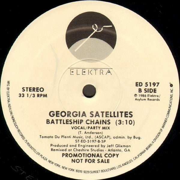 Georgia Satellites* : Battleship Chains (12", Single, Promo)