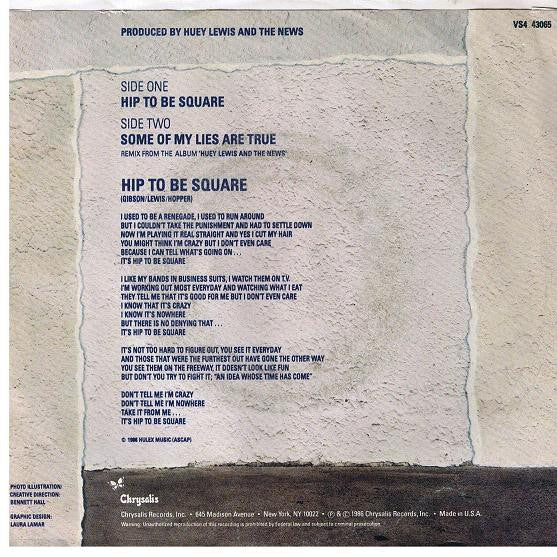 Huey Lewis And The News* : Hip To Be Square (7", Single, Styrene, Pit)