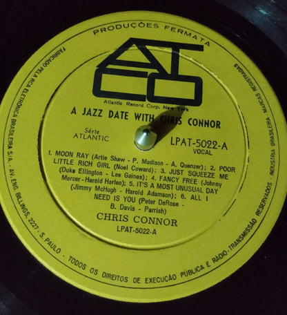 Chris Connor : A Jazz Date With Chris Connor (LP, Album, Mono)