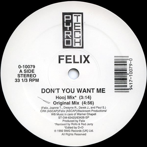 Felix : Don't You Want Me (12")