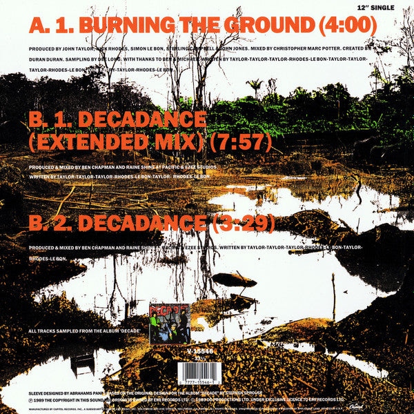 Duran Duran : Burning The Ground / Decadance (12", Single)