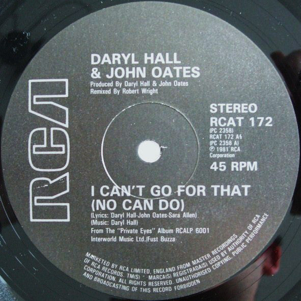 Daryl Hall & John Oates : I Can't Go For That (No Can Do) (12", Single)