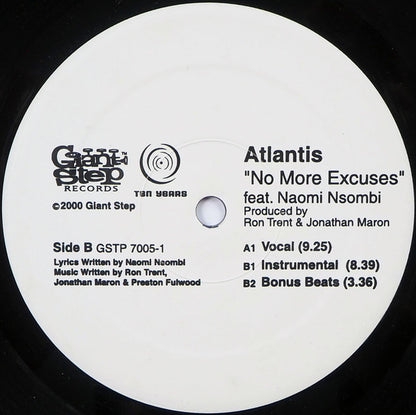 Atlantis (4) Feat. Naomi Nsombi : No More Excuses (12")