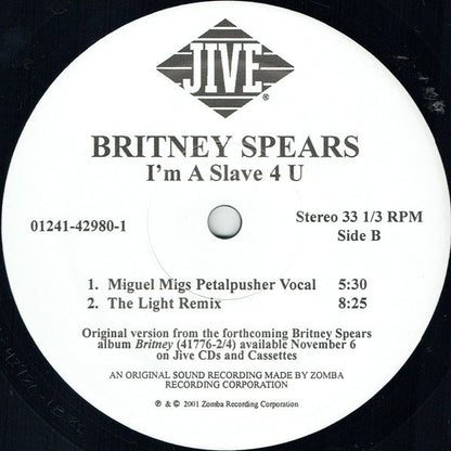 Britney Spears : I'm A Slave 4 U (The Remixes) (12")
