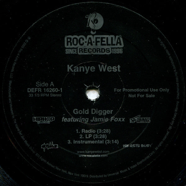 Kanye West Feat Jamie Foxx : Gold Digger (12", Promo)