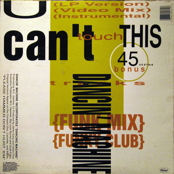 MC Hammer : U Can't Touch This (12", Single)