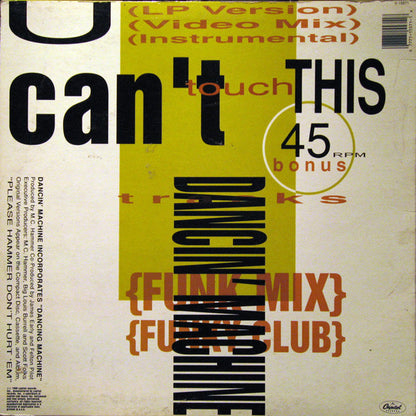 MC Hammer : U Can't Touch This (12", Single)