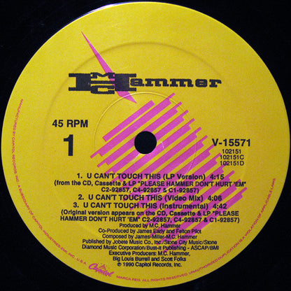 MC Hammer : U Can't Touch This (12", Single)