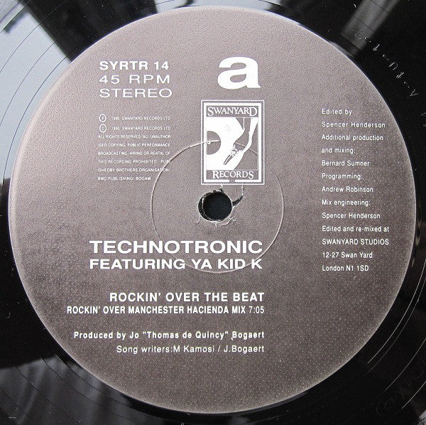 Technotronic Featuring Ya Kid K : Rockin' Over The Beat (The Bernard Sumner "Rockin' Over Manchester" Remixes) (12", Single)