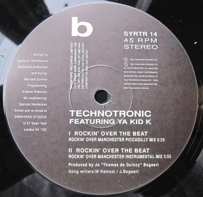 Technotronic Featuring Ya Kid K : Rockin' Over The Beat (The Bernard Sumner "Rockin' Over Manchester" Remixes) (12", Single)