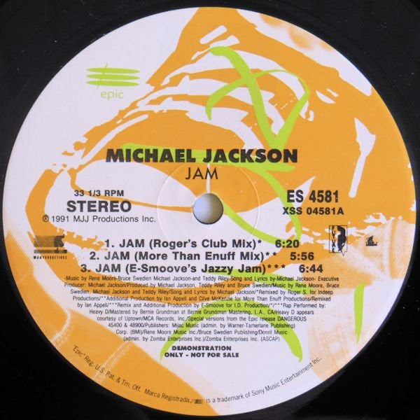 Michael Jackson : Jam (2x12", Promo)