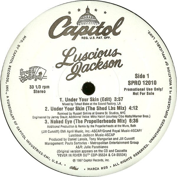Luscious Jackson : Under Your Skin / Naked Eye (12", Promo)