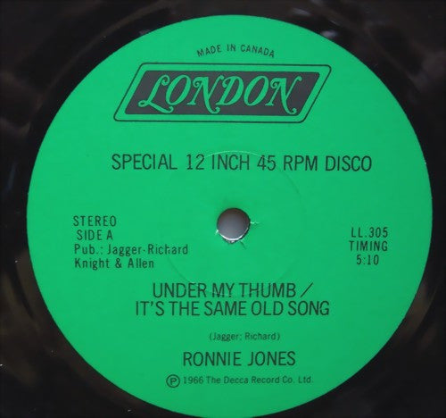 Ronnie Jones : Under My Thumb / It's The Same Old Song (12", Single)