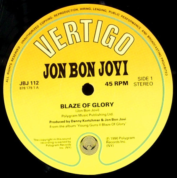 Jon Bon Jovi : Blaze Of Glory (12")