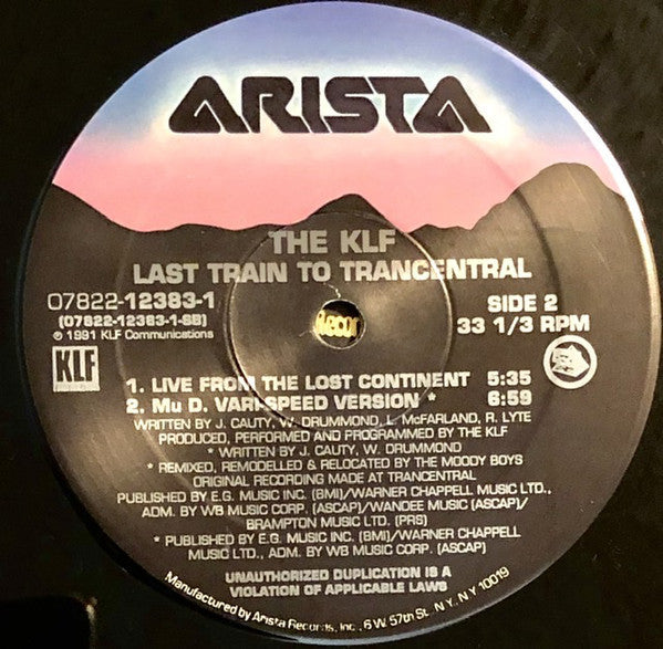 The KLF : Last Train To Trancentral (Live From The Lost Continent) (12", Single, Promo)