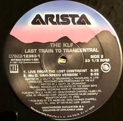 The KLF : Last Train To Trancentral (Live From The Lost Continent) (12", Single, Promo)