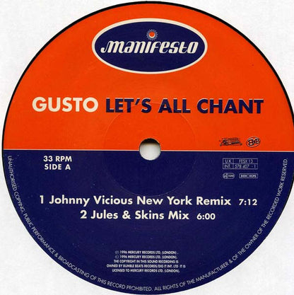 Gusto : Let's All Chant (12", Single)