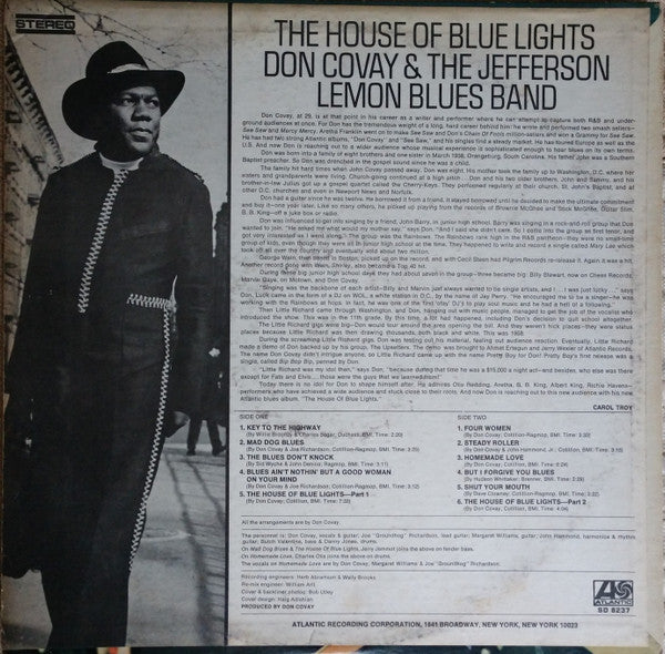 Don Covay And The Jefferson Lemon Blues Band : The House Of Blue Lights (LP, Album, Mono, Promo, Col)
