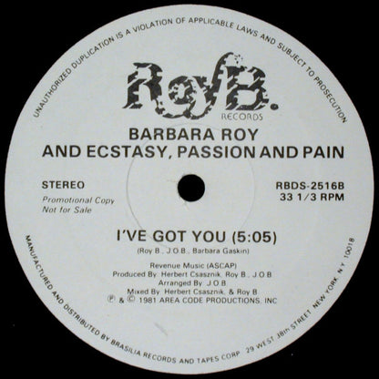 Barbara Roy And Ecstasy, Passion And Pain* : If You Want Me (12", Promo)