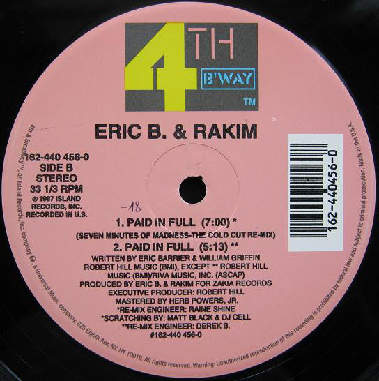 Eric B. & Rakim : Move The Crowd / Paid In Full (12", RP)