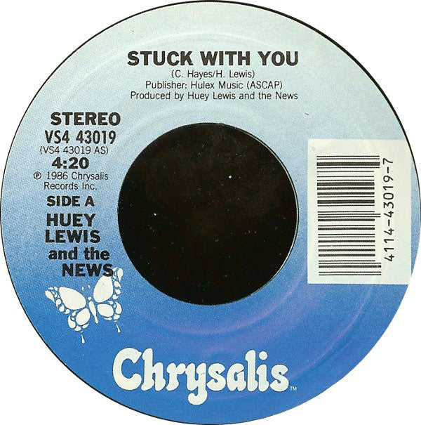 Huey Lewis And The News* : Stuck With You (7", Single, Styrene, Pit)