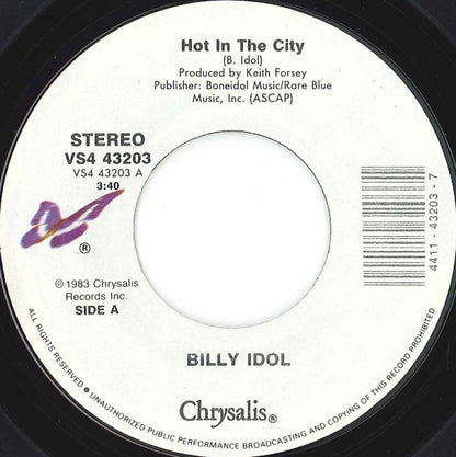 Billy Idol : Hot In The City / Catch My Fall (Remix Fix) (7", Single, RE)