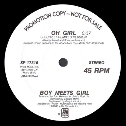 Boy Meets Girl : Oh Girl (12", Promo, Dar)