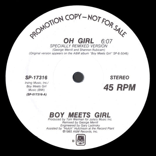 Boy Meets Girl : Oh Girl (12", Promo, Dar)